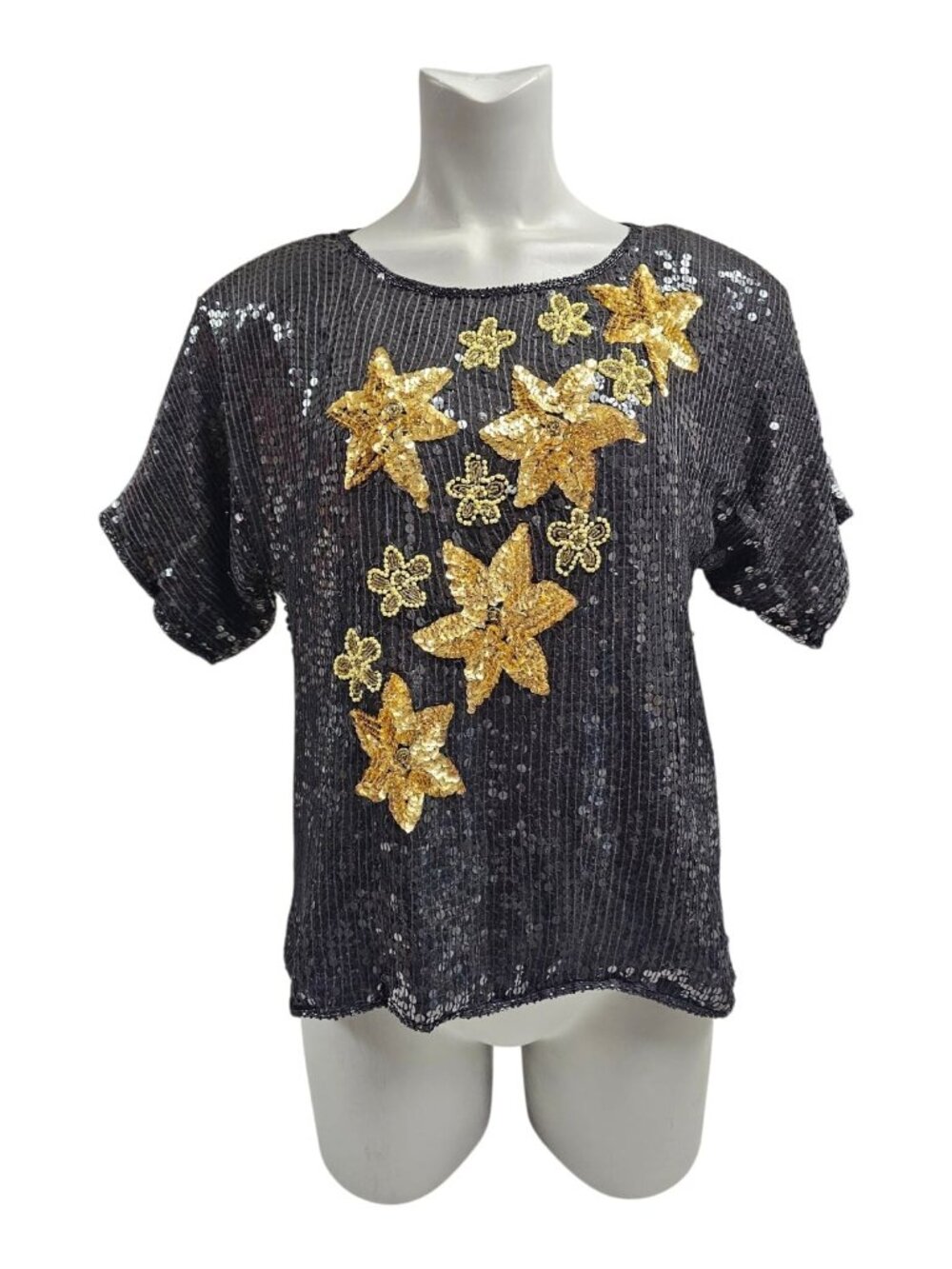 Night Vogue fully beaded silk blouse . large . made in India